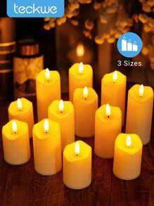 Teckwe 蜡烛，适合节日之夜家居桌面房间氛围装饰，圣诞装饰 - 黃色 - 查看 1