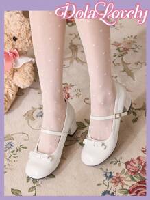 Dola Lovely Tacones altos con puntera redonda, decorados con moño y en unicolor, ideales para uso diario y salidas nocturnas, perfectos para Año Nuevo, Día de San Valentín y otras festividades