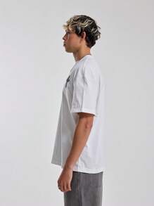 Musero Crew Neck Short Sleeve Drop Shoulder Oversized Cross Patch Detail Tshirt Top Spring Summer Essentials - White - View 2