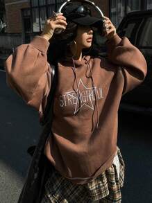 DAZY Loose Casual Contrast Color Block Thermal Lined Crew Neck Pullover Sweatshirt For Women,Fall Clothes