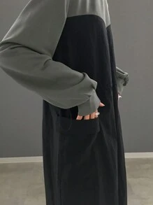 FRIFUL Women's Mid-Length Round Neck Casual Dress,Fall Dress Long Sleeve Dress