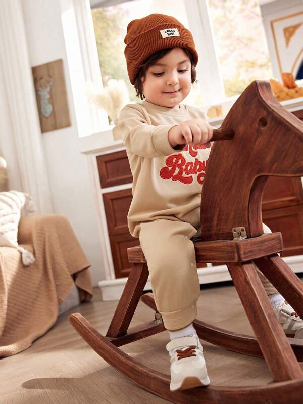 SHEIN Conjunto de 2 piezas de ropa para bebé niño recién nacido en Navidad, conjunto informal con mono de manga larga y pantalón largo, apto para usar en interiores y exteriores, otoño/invierno