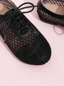 1 Pair Fashionable & Versatile Mesh Breathable Flat Shoes For Kids - Black - View 7