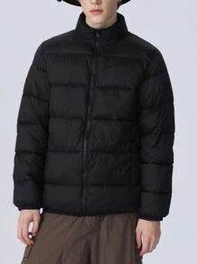 Gym Rark Boyfriend Style Men's Solid Color Zipper Front Long Sleeve Jacket, Sports Wear - Black - View 6