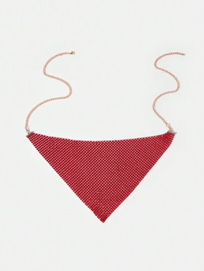 SHEIN BAE 1 件时尚闪亮红色水钻面膜