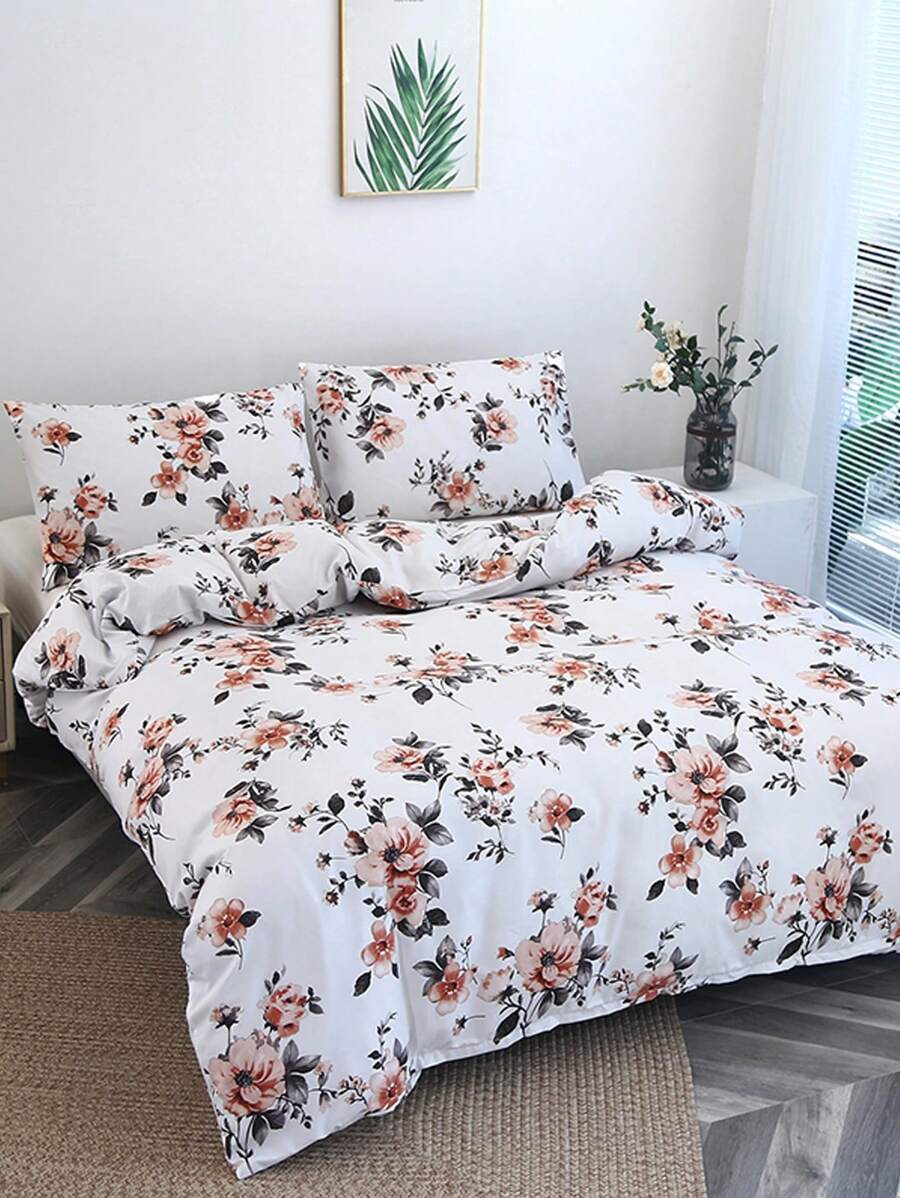 All Over Print Simple Duvet Cover Set, Casual Home Goods For Daily Use