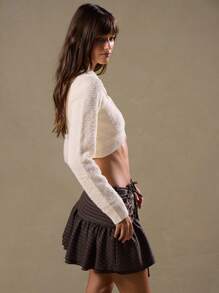 MUSERA Large Collar Cropped Knit Cardigan Clothes - Camel - View 2