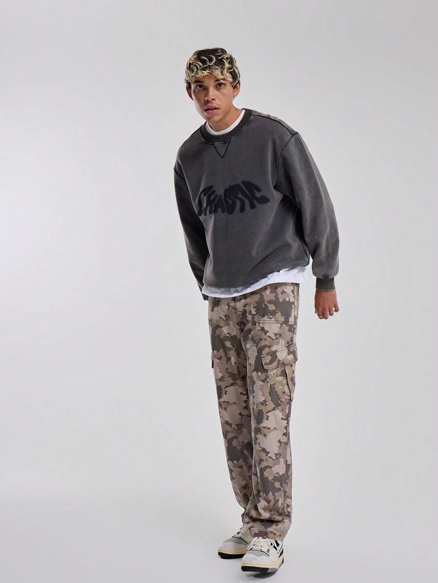 Musero 全身迷彩印花工装裤，直筒版型，春夏必备单品 - 彩色 - 查看 1