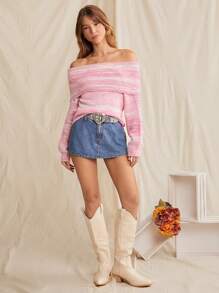 WESTFADE Spacedye 露肩毛衣上衣 - 粉色 - 查看 5