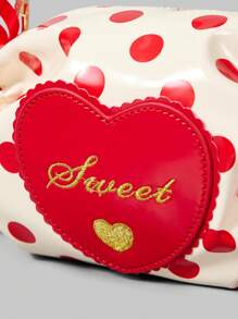 ROMWE Kawaii 女士圆点印花斜挎包，适合日常通勤和旅行 - 紅色 - 查看 4