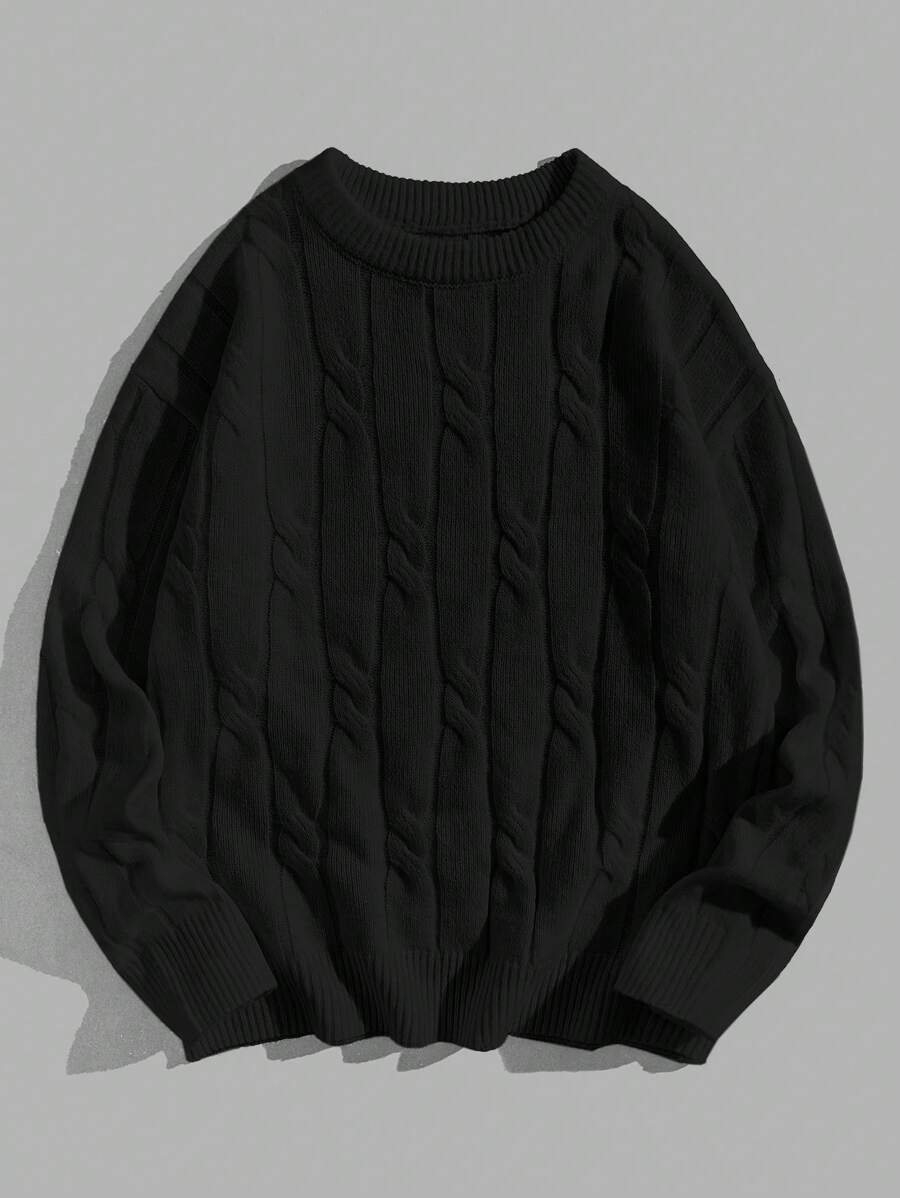 SHEIN Leap Crew 青少年男孩白色圆领针织毛衣，适合秋季、冬季、保暖、休闲、学校、家居、日常、运动、生日派对、郊游。百搭、简约、保暖内衬