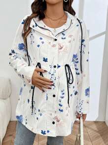 SHEIN Maternity 3-In-1 Knit Trim Kangaroo Hooded Padded Coat - Jacket & Jacket Combo - Multicolor - View 5