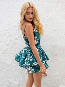 Vivid Eden Mono de tirantes con estampado floral con cinturón