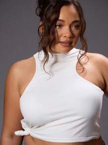 MUSERA Plus Size Side Knot Racer Tank Top For Going Out, Party, Club, Rave, Concert, Festival, Sexy, Date Night Spring Summer Holiday - White - View 4