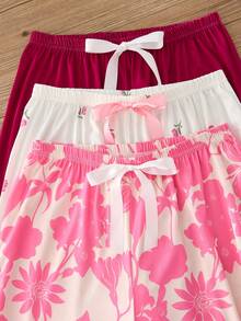 3件装花卉印花浪漫女士睡裤 - 彩色 - 查看 3