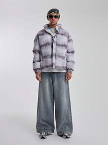 Musero Men Stand Collar Casual Winter Tie Dye Padded Coat - Multicolor - View 5