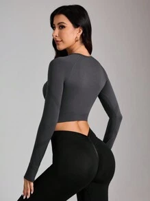 Easithlete Sport Yoga Casual Short Long Sleeve Top, Minimalist Fashion Daily Wear