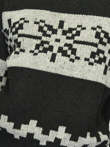 MISSGUIDED Jersey de cuello alto con patrón navideño de estilo nórdico en punto grueso, cálido y acogedor para el otoño y las fiestas