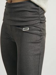 AiiRZ 折叠金属罗纹喇叭紧身裤