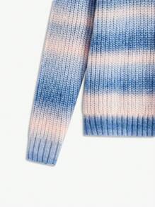 Business Casual Men's Loose Fit Crocheted Gradual Striped Wool Pullover Sweater, Casual Round Neck, For Fall Winter - Multicolor - View 4