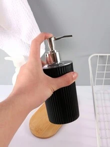 1PC/2PCS Striped Acrylic Soap Dispenser - Luxury Pump Bottle For Hand Soap & Shower Gel, Refillable Bathroom Decor - Black - View 8