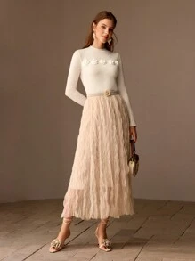 MOTF PREMIUM 100% PURE WOOL WOMEN STEREO FLOWER SWEATER - White - View 6