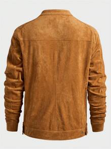 Manfinity VCAY Men's Knitted Slim Fit Casual Stand Collar Raglan Long Sleeve Jacket, Suitable For Autumn, For Christmas - Brown - View 2