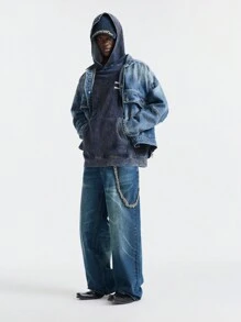 NEON BLANC Quần Jeans Denim Dài Ống Rộng Dệt Rộng Thường Ngày Cho Nam, Màu Xanh - Màu xanh lam - Xem 1