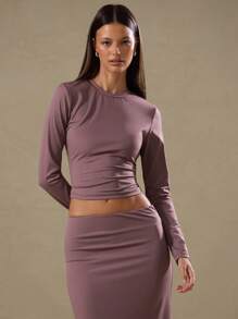 MUSERA Blusa de manga larga ajustada para salir, vacaciones, primavera, verano, otoño