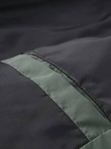 Manfinity Homme Loose Fit Men's Zip Up Quilted Bomber Winter Coat - Army Green - View 4