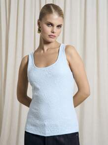 AiiRZ Rave Sequinned Lace Sleeveless Tank Top - Blue - View 1