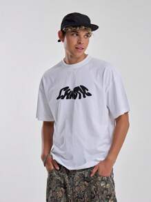 Musero Men Chaotic Oversized Graphic T Shirt - White - View 1