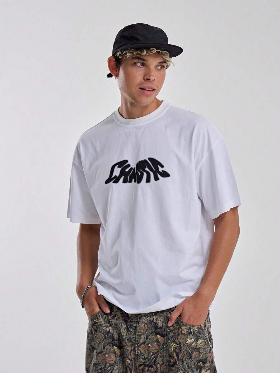 Musero Men Chaotic Oversized Graphic T Shirt - White - View 1