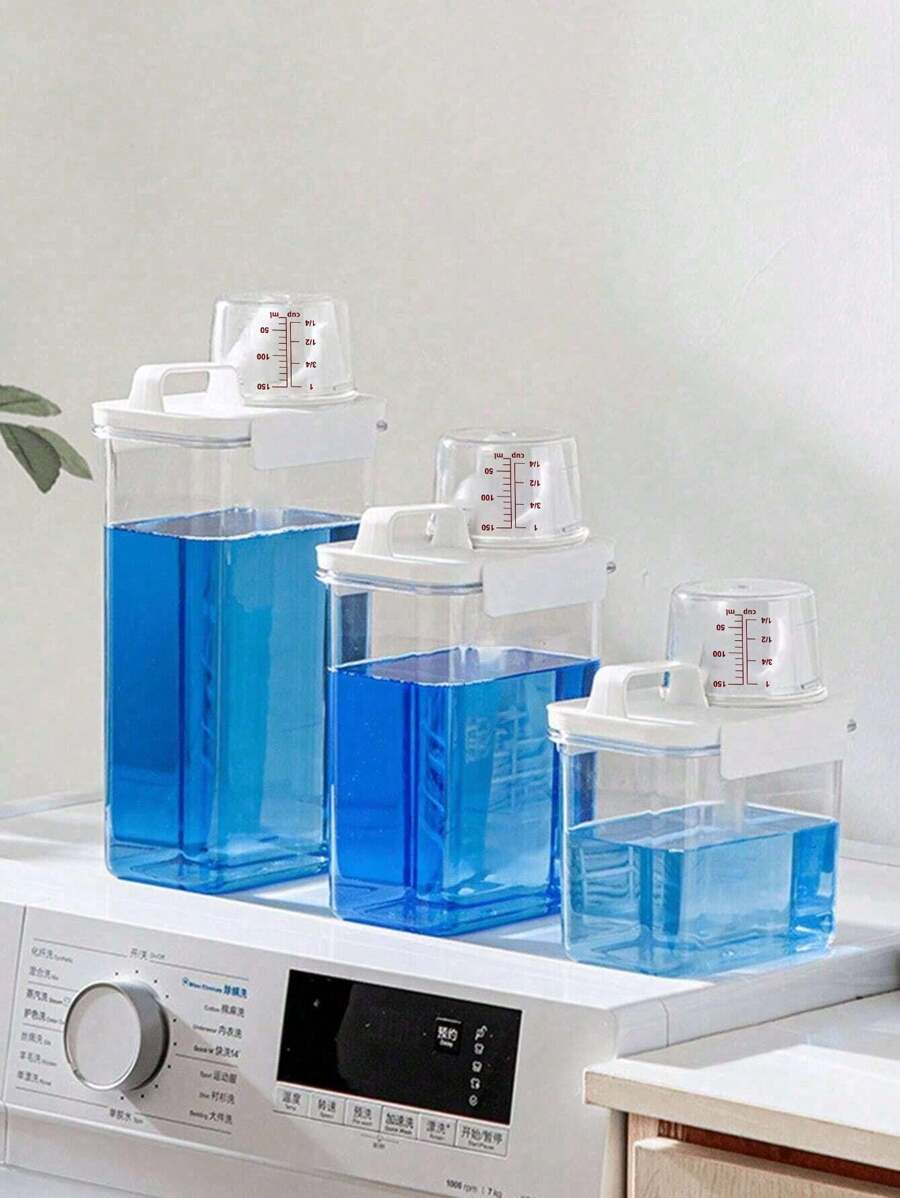 1 件多功能洗衣粉分配器，洗衣房用洗衣粉储存盒，浴室收纳，透明亚克力粉盒，用于存放洗衣珠、洗涤剂柔顺剂漂白粉苏打或宠物食品 - 無色 - 查看 1