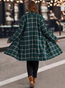 EMERY ROSE Weihnachts-Große Größen-Kleidung für Damen, karierter Kragen Mantel, Lässig, Wintermantel für Frauen