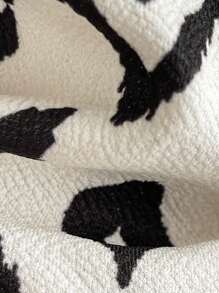 Soleia 大码女式彩色几何印花圆领前开领蝴蝶结灯笼袖荷叶边下摆拼接休闲上衣，适合假期、秋冬季 - 彩色 - 查看 6