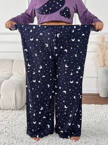 SHEIN CURVE+ Conjunto de talla grande con estampado de letras - Top y pantalones