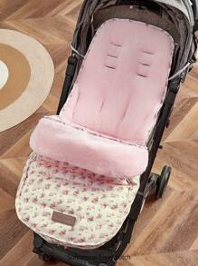 Cozy Pixies Pink Peony Fleece Thicken Warm Baby Stroller Footmuff For Winter Outdoor Use