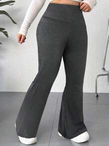 SHEIN EZwear Plus Size Casual Versatile Solid Color Loose Flared Hem Sweatpants Graduation,Back To School Outfits,Graduation,Teacher Outfits For Women,Back To School