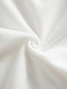 SHEIN EZwear 女士圆领枯树图案女团英文标语春秋季休闲运动衫 - 白色 - 查看 5