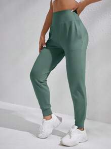 SHEIN Daily&Casual Pantaloni casual jogger in colore unito con vita alta e laccio