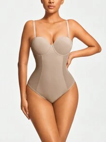 SHEIN Shape Women's Plain Color Spaghetti Strap Minimalist Casual Bodysuit