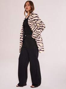 MUSERA Animal Print Oversized Blazer Dress Spring Sexy Cute Summer Brunch - Multicolor - View 3