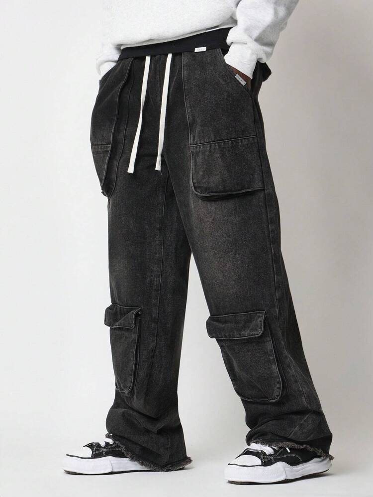 Jean cargo ample en denim avec plusieurs poches
