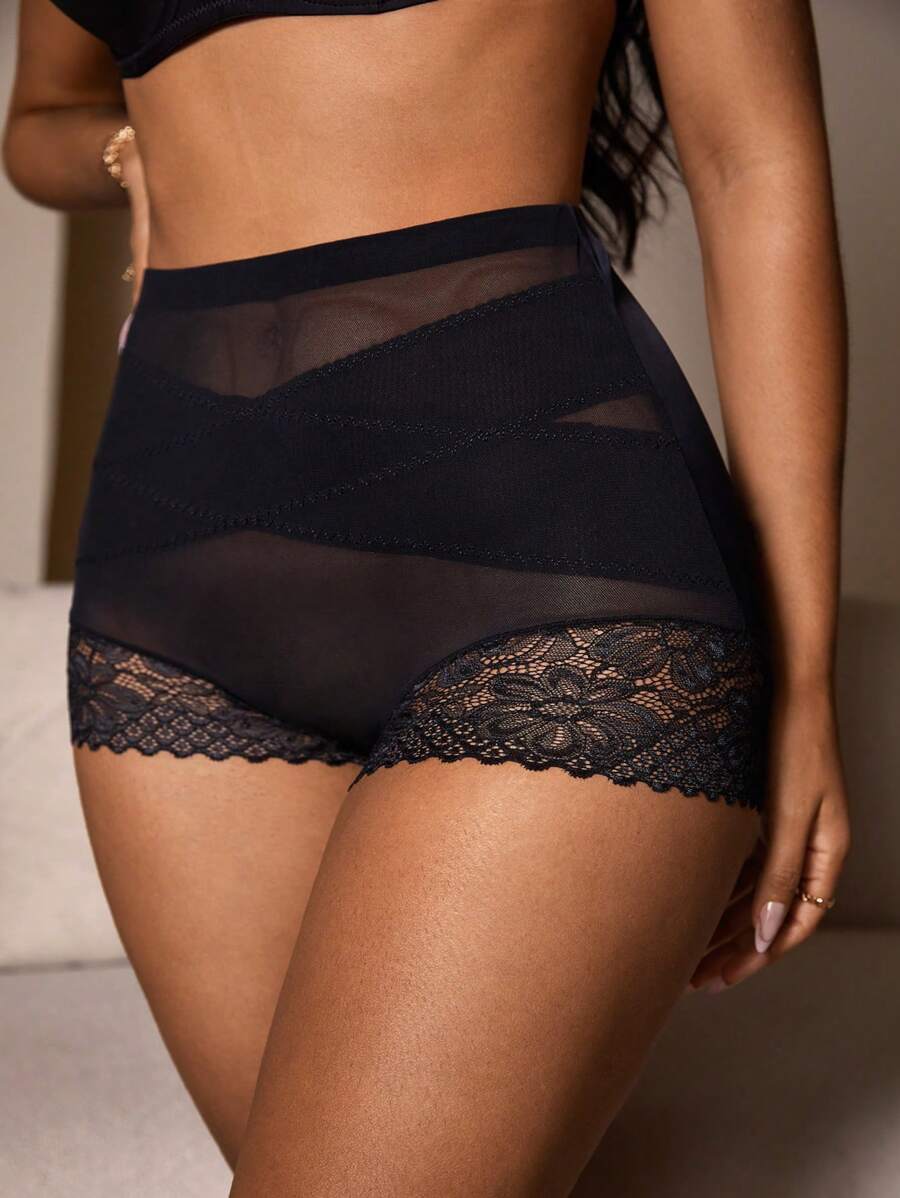 Women's Lace Sexy Semi-Transparent Shapewear Bottom - Black - View 1