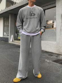 DAZY Men's T-Shirt Set, Minimalist Casual Style For Everyday Wear - Grey - View 3