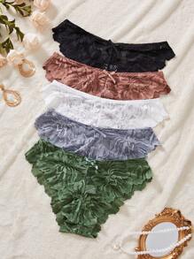 5pcs/Pack Lace Soft Comfy Panties Set - Multicolor - View 4