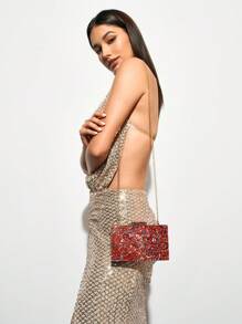 SHEIN SXY Túi xách cầm tay Acrylic nhiều màu đơn giản thời trang dành cho nữ, Túi xách cầm tay Acrylic nhiều màu, Quý cô, Phụ nữ, Tiệc cocktail, Tiệc tùng, Vũ hội, Câu lạc bộ, Hẹn hò, Sinh nhật, Buổi tối, Đêm hẹn hò, Túi xách buổi tối, Quà tặng Valentine sang trọng - Đỏ - Xem 9