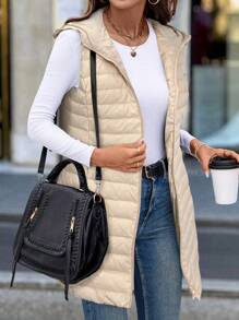 SHEIN LUNE Long Vest With Hood