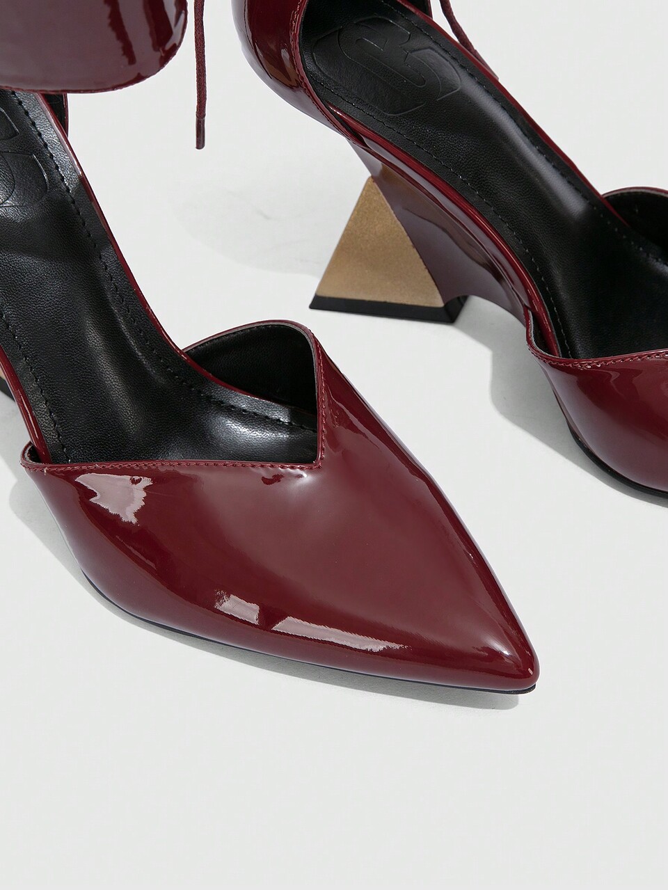 CUCCOO SZL Pointed Toe Asymmetrical Heels Burgundy Women's High Heels, Badgirl Night Outfit, Street Style Sexy Party Date Spring Shoes Spring Break Easter Prom Heels For Christmas Spring Shoes